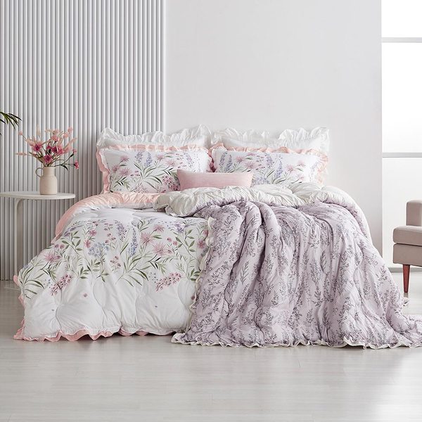 [메종노아/K]차렵 베딩 풀세트 1+1(킹,화이트공통+민트또는라벤더핑크1선택,차렵이불2+패드2+베개