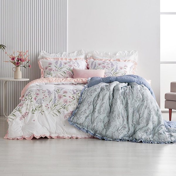 [메종노아/K]차렵 베딩 풀세트 1+1(킹,화이트공통+민트또는라벤더핑크1선택,차렵이불2+패드2+베개