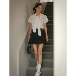 Frill cancan cotton skirt_Black