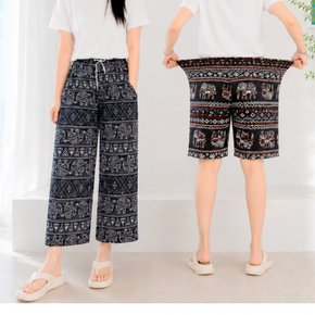 여름 여성 냉감바지 쿨팬츠 시원한 5부 8부 몸빼바지 할매바지 밴딩팬츠 홈웨어 잠옷