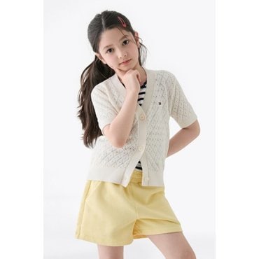 타미힐피거키즈 25년 S/S      T42F1WCD200GT2       크로셰 반팔 카디건