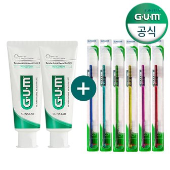 SUNSTAR GUM GUM 세트 돔트림 강한모 칫솔 407 6개 + 덴탈페이스트S 치약 130g 2개 (8%할인)