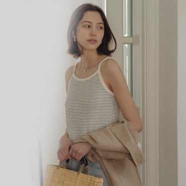 틸아이다이 Soft rib stripe sleeveless top_Black