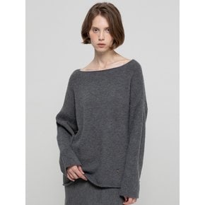 Wool boatneck knitwear _ Charcoal