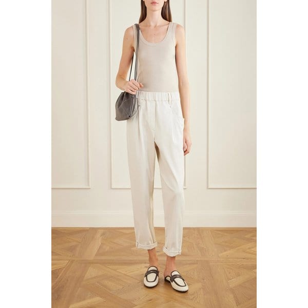 브루넬로쿠치넬리 리브 코튼 블렌드 저지 탱크 탑 베이지 46376663163079144