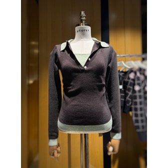 에고이스트 [시흥점] 여성 컬러배색 카라 니트탑 (ES1BX005)