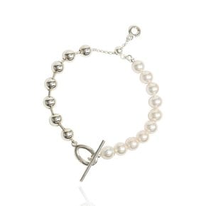 Unbal Pearl T-obar Silver Bracelet Ib266 [Silver]