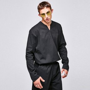 V-NECK LONG SHIRTS_BLACK