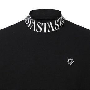 블랙 남성 하이넥 STA 레터링 티셔츠 (811B3TS004_BK)