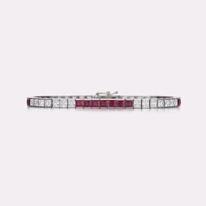 Bicolor Seven Dark Ruby Tennis Bracelet SSKA107BWR180