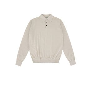 Essential Soft long sleeve polo knit (Cream)