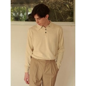 Essential Soft long sleeve polo knit (Cream)