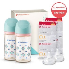 모유실감 3세대 PPSU 젖병 트윈팩 240ml 단청 +3세대 젖꼭지1입x4개 (SS)