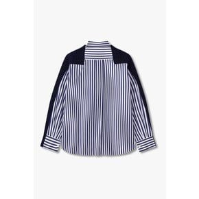 [사카이] [CLASSICS] 여성 울 니트 믹스 포플린 가디건 (네이비) 6415331104
