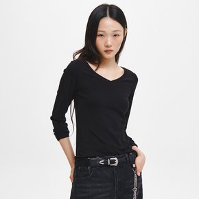 WOMAN 뉴 베이직 브이넥 긴팔티셔츠 [BLACK] / GF3LTS513