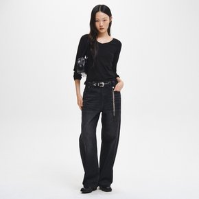 WOMAN 뉴 베이직 브이넥 긴팔티셔츠 [BLACK] / GF3LTS513