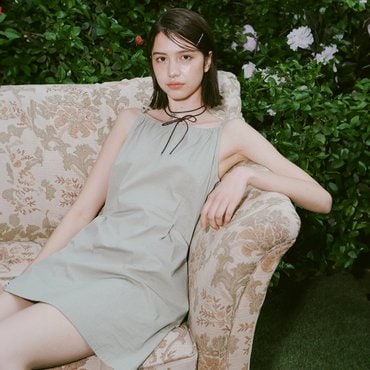 레이브 Neck Shirring Fit Mini Dress in L/Khaki VW4MO222-46