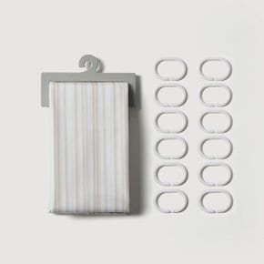 스트라이프 샤워커튼 180×180cm 베이지 J62N901036211