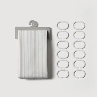 JAJU 스트라이프 샤워커튼 180×180cm 베이지 J62N901036211