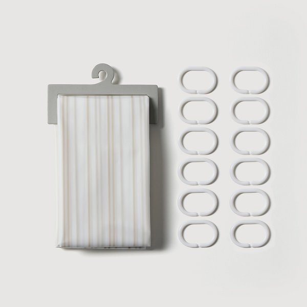 스트라이프 샤워커튼 180×180cm 베이지 J62N901036211