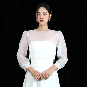 /숲속드레스 망사 퍼프 웨딩 볼레로 (44-88 리본) 셀프스몰웨딩