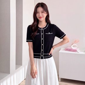 라인배색 포켓 반팔 가디건_M2504CD602B