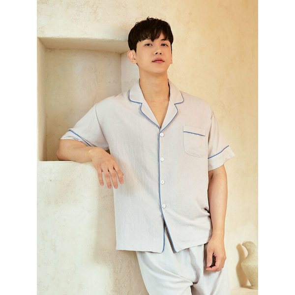 남성 리메인 샌드워싱 폴리상하(반소매카라넥)