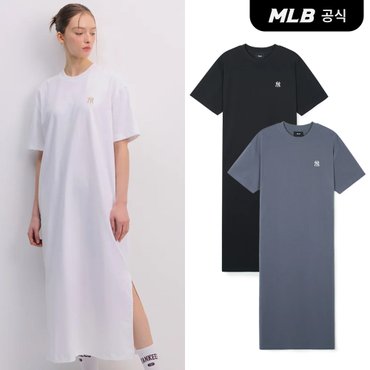 MLB [코리아공식] [MLB] 여성 베이직 스몰로고 라운드 롱 원피스 (3 COLOR)