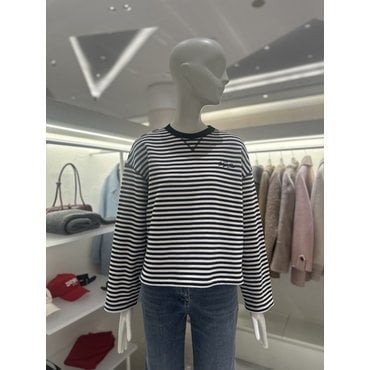 ZOOC 라운드 배색 스트라이프 티셔츠 Z244MSM024