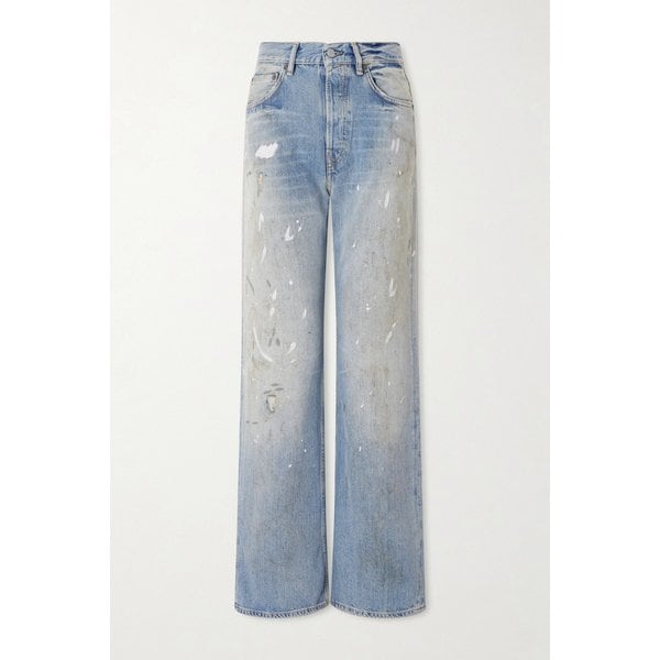 2021 디스트레스드 미드라이즈 스트레이트 진 라이트 데님 46376663162964226