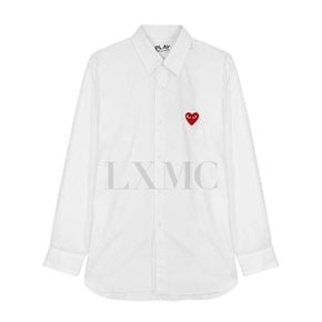 [중고명품] 럭스애비뉴 꼼데가르송 셔츠 하트 와펜 플레이 CDG 화이트셔츠 AX-B002