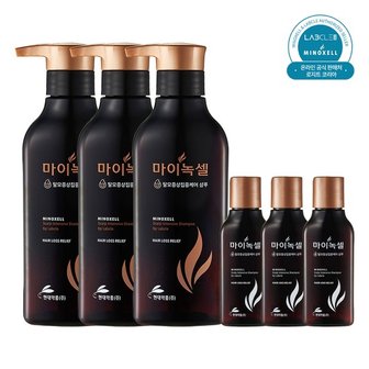 현대약품 마이녹셀 스칼프 인텐시브 샴푸 [400ml] 3개 + 마이녹셀 스칼프 인텐시브 샴푸 [100ml] 3개