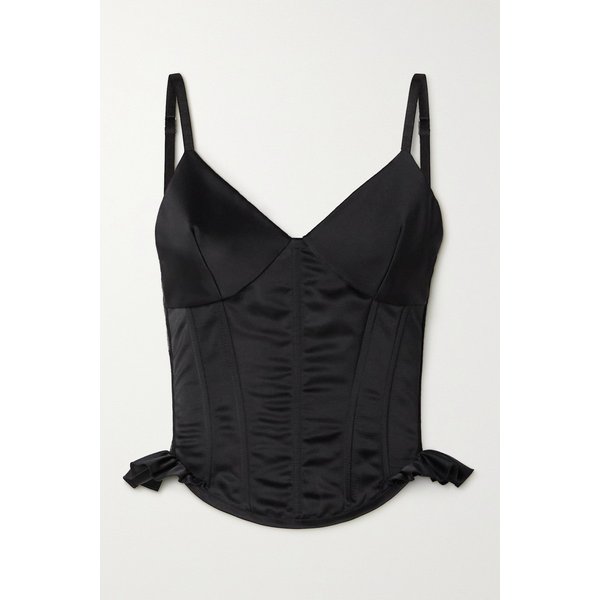 로사모사리오 러플 새틴 뷔스티에 탑 블랙 1647597276089478