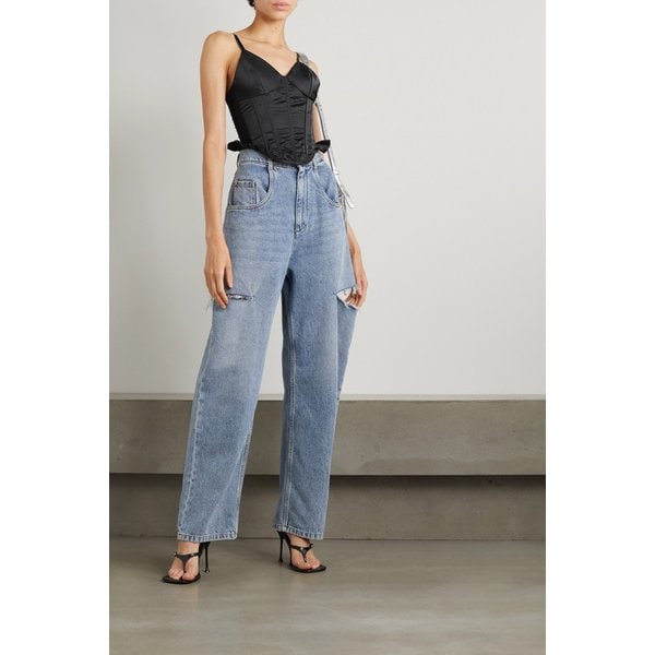 로사모사리오 러플 새틴 뷔스티에 탑 블랙 1647597276089478