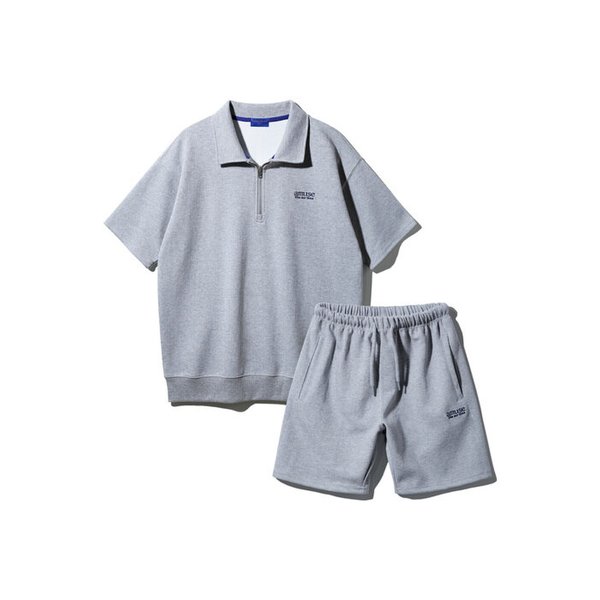 [SET] 앨빈클로 AMUSE 반집업 카라 반팔 맨투맨 AMUSE 밴딩 반바지 셋업