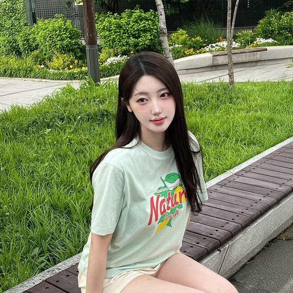 [여주점] N252WTS020 여성 리젠아스킨 세미크롭 그래픽 반팔 티셔츠 MINT