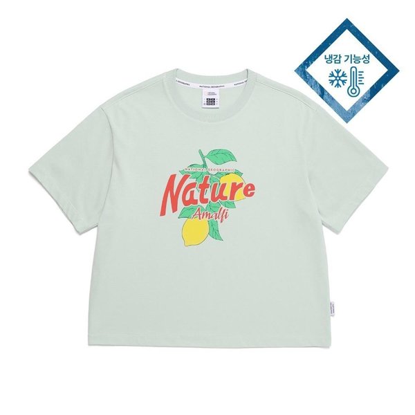 [여주점] N252WTS020 여성 리젠아스킨 세미크롭 그래픽 반팔 티셔츠 MINT