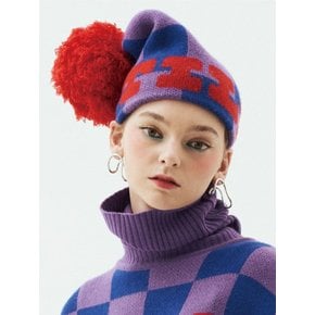 By Tilda Logo Checkerboard Pom Beanie