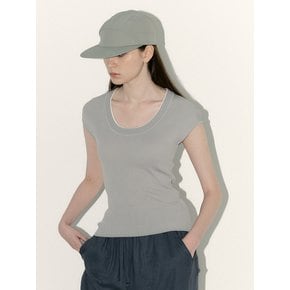 AR_Contrast color knit top_GRAY