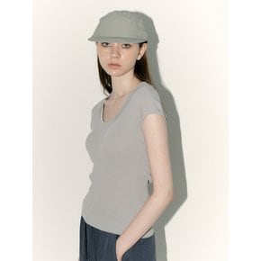 AR_Contrast color knit top_GRAY