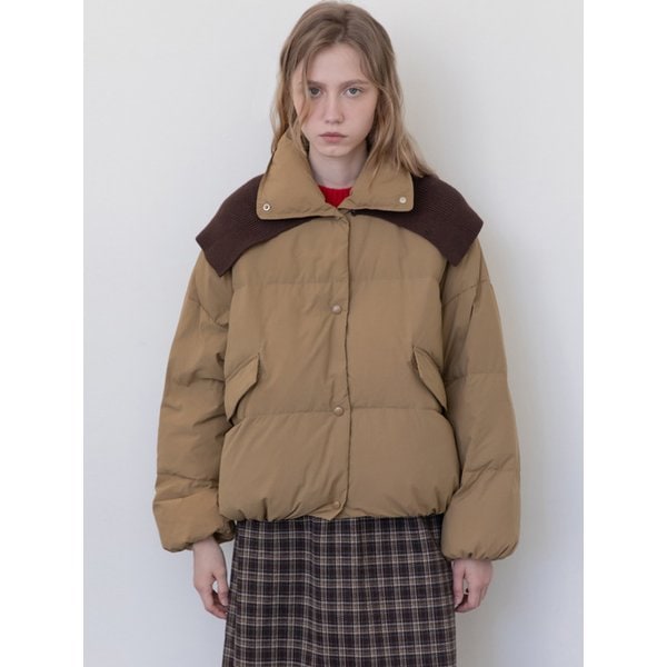 Knit collar overfit padding _ Beige