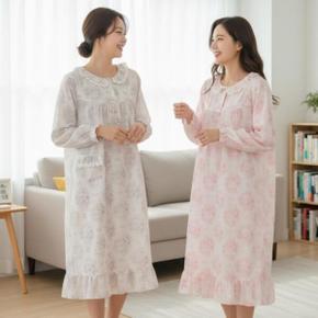 /옷자락 여자 빅사이즈 편안한 홈웨어 원피스