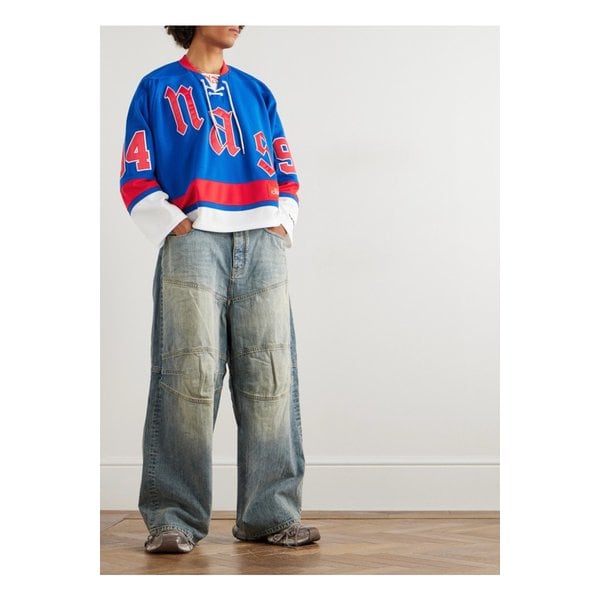 나스 로고 아플리케 저지 셔츠 블루 46376663162875633