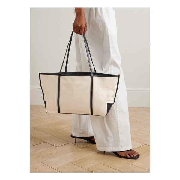 세인트 아그니 바토 가죽 트리밍 코튼 캔버스 토트 오프 화이트 46376663162881961