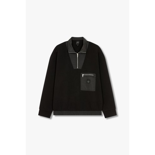 ARMANI EXCHANGE 남성 로고 패치 하프 집업 풀오버(A414331029)블랙