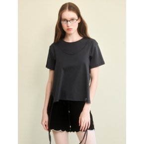 [WOMAN] LAYERED DOUBLE T-SHIRT CHARCOAL