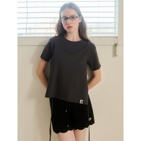 [WOMAN] LAYERED DOUBLE T-SHIRT CHARCOAL