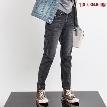 트루릴리젼 [TRUE RELIGION] 여성 스톤워싱 슬림 스트레이트 핏 데님 팬츠 블랙