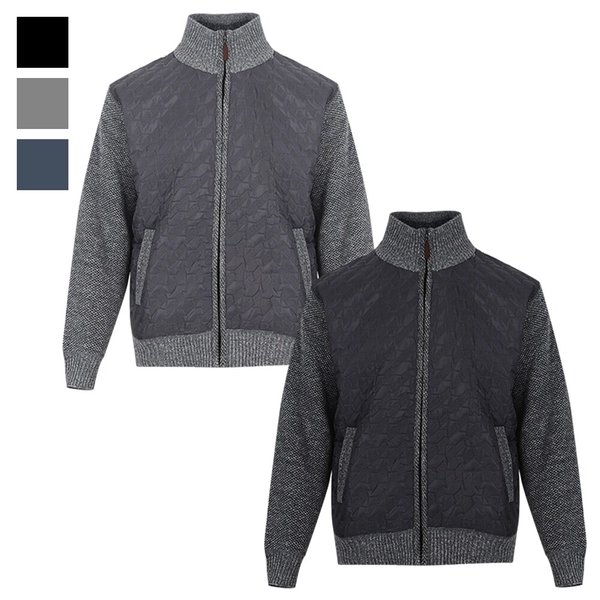 남자 겨울 누빔 보아털 기모 니트 집업점퍼 BM-JUW-701