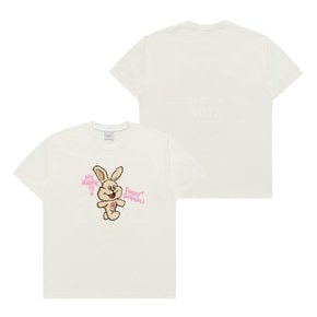 MY NAME IS FUZZY RABBIT SHORT SLEEVE T-SHIRT CREAM 마이네임퍼지레빗 크림 SSAMNF-CRM